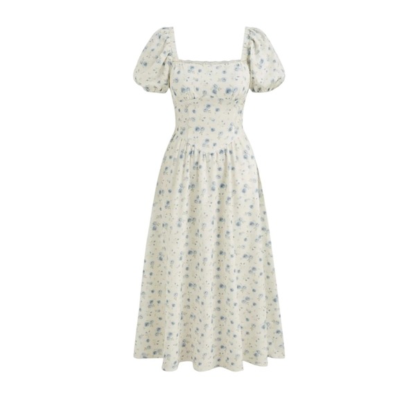 Cider Floral Puff Sleeve Midi Dress Cottagecore Lace Up Back Size‎ XL - Picture 2 of 13
